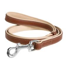 Поводок для собак кожаный WAUDOG Soft, длина 122 см, коричневый