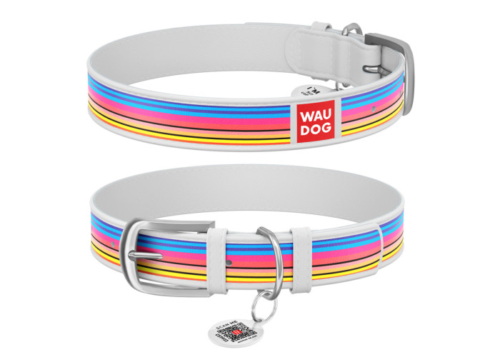 Нашийник WAUDOG Design "Лінії 1", білий