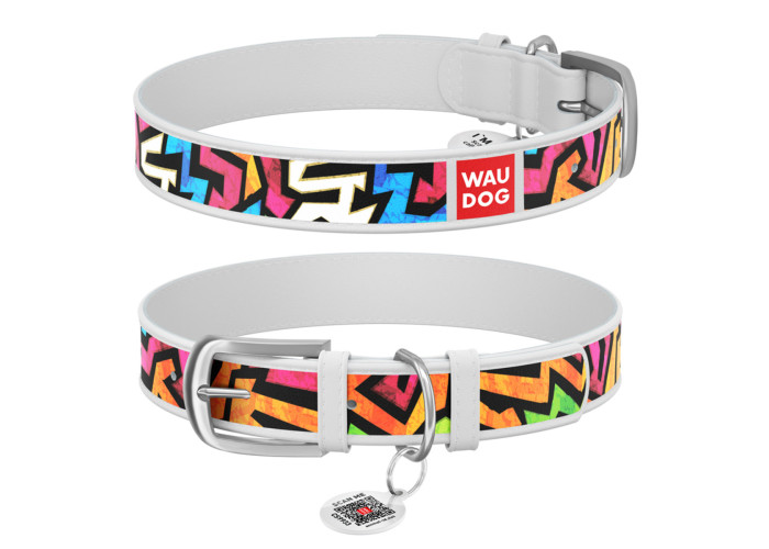 Нашийник WAUDOG Design "Графіті", білий