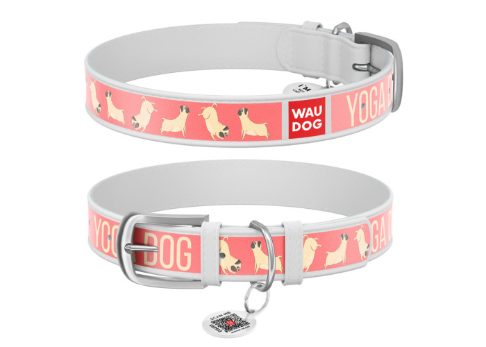 Нашийник WAUDOG Design "Йога-пес", білий