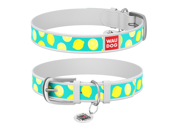 Нашийник WAUDOG Design "Лимони", білий