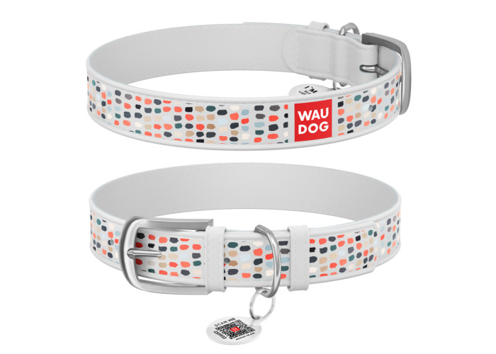 Нашийник WAUDOG Design "Смішні точки", білий
