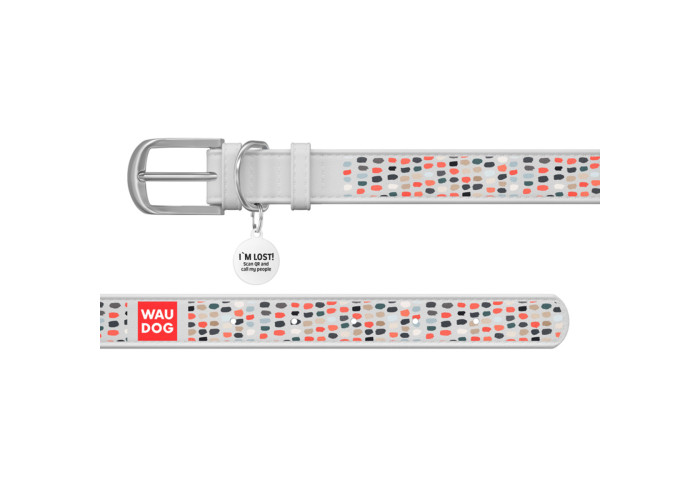 Нашийник WAUDOG Design "Смішні точки", білий