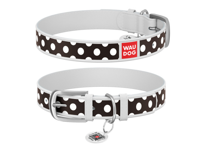 Нашийник WAUDOG Design "Полька", білий