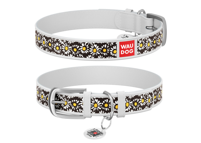Нашийник WAUDOG Design "Ромашки", білий