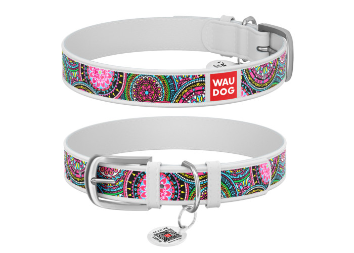 Нашийник WAUDOG Design "Мандали", білий