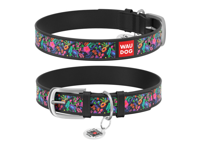 Нашийник WAUDOG Design "Чарівні квіти", чорний