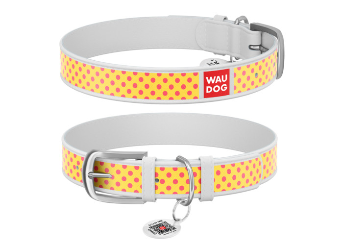 Нашийник WAUDOG Design "Жовта полька", білий