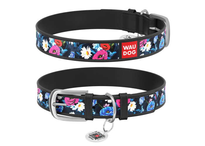 Нашийник WAUDOG Design "Літній луг", чорний