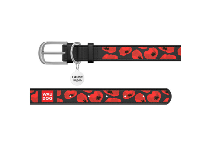 Нашийник WAUDOG Design "Маки", чорний