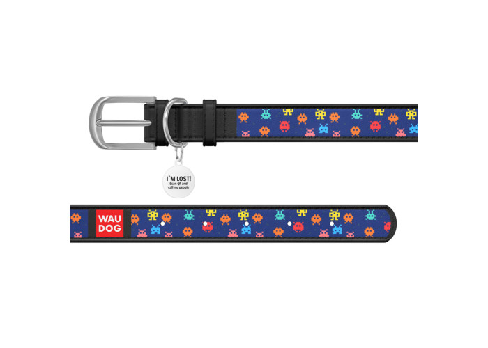 Нашийник WAUDOG Design "Пікселі", чорний