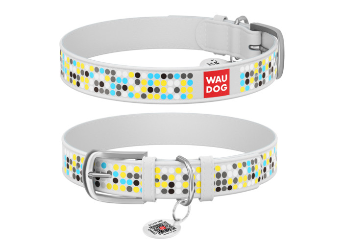 Нашийник WAUDOG Design "Мозаїка", білий