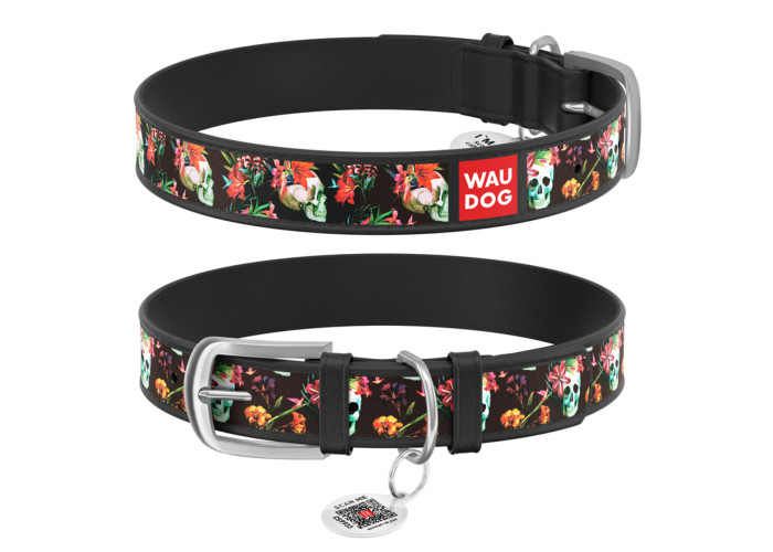 Нашийник WAUDOG Design "Черепа", чорний