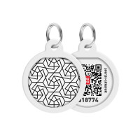 Адресник для собак и котов металлический WAUDOG Smart ID c QR паспортом "Геометрия" круг
