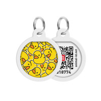 Адресник для собак и котов металлический WAUDOG Smart ID c QR паспортом "Уточки" круг