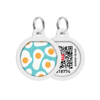 Адресник для собак и котов металлический WAUDOG Smart ID c QR паспортом "Яичница" круг