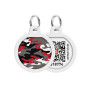 Адресник для собак и котов металлический WAUDOG Smart ID c QR паспортом "Камо серый" круг