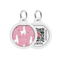 Адресник для собак та котів металевий WAUDOG Smart ID c QR паспортом "Лами" коло