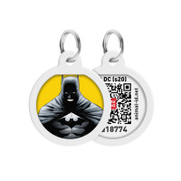 Адресник для собак і котів металевий WAUDOG Smart ID з QR паспортом "Бетмен жовтий" коло