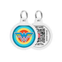 Адресник для собак та котів металевий WAUDOG Smart ID c QR паспортом "Чудо-жінка 1" коло