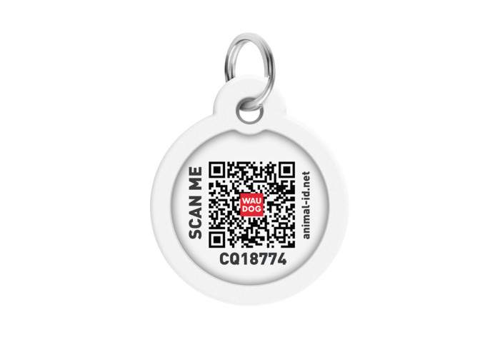 Адресник для собак и котов металлический WAUDOG Smart ID c QR паспортом "Смелость" круг