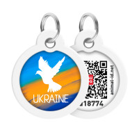 Адресник для собак и котов металлический WAUDOG Smart ID c QR паспортом "Флаг" круг