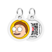 Адресник для собак и котов металлический WAUDOG Smart ID c QR паспортом "Рик и Морти 2" круг