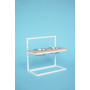 Миски на подставке c регулируемой высотой Lift Natural Wood + White