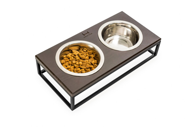 Миски на подставке Lunch Bar Brown wood + Black