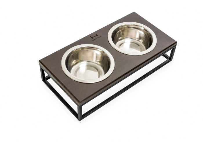 Миски на подставке Lunch Bar Brown wood + Black