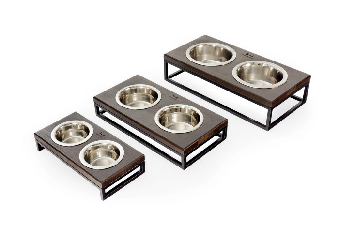 Миски на подставке Lunch Bar Brown wood + Black
