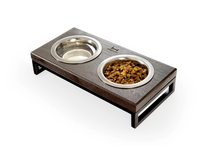 Миски на подставке Lunch Bar Brown wood + Black