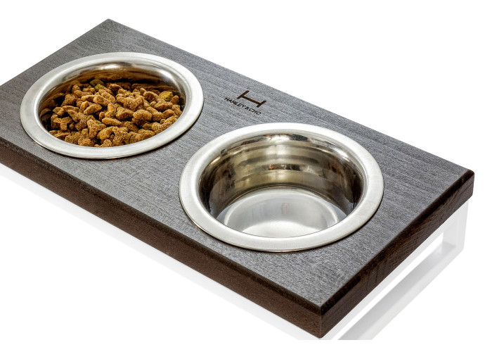Миски на подставке Lunch Bar Brown wood + White