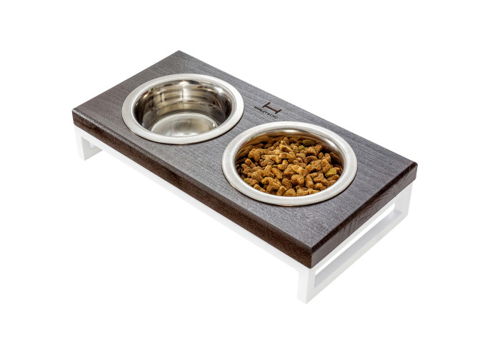 Миски на подставке Lunch Bar Brown wood + White