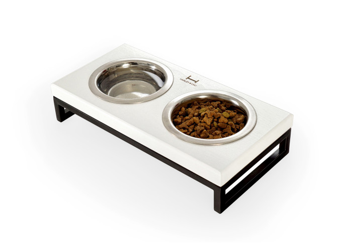 Миски на подставке Lunch Bar White wood + Black