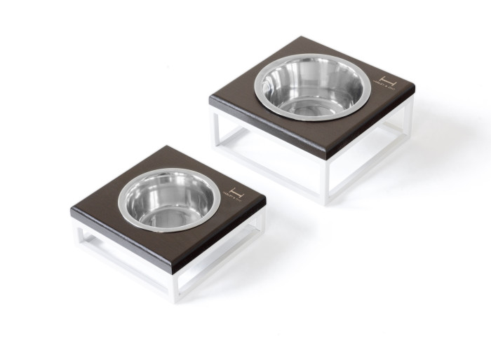 Одна миска на подставке Lunch Bar Brown wood + White