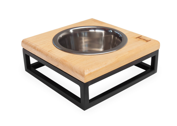 Одна миска на подставке Lunch Bar Natural wood + Black