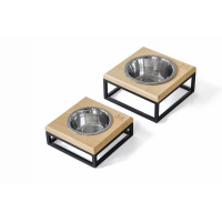 Одна миска на подставке Lunch Bar Natural wood + Black