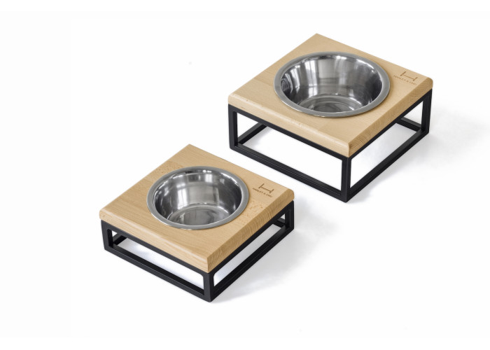 Одна миска на подставке Lunch Bar Natural wood + Black