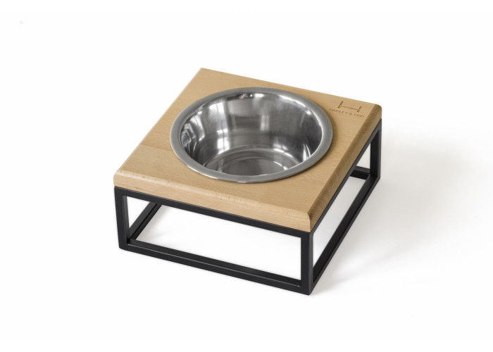 Одна миска на подставке Lunch Bar Natural wood + Black