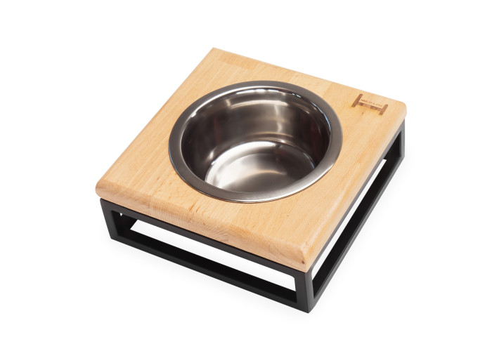 Одна миска на подставке Lunch Bar Natural wood + Black