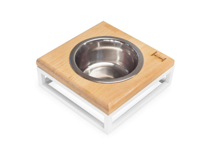 Одна миска на подставке Lunch Bar Natural wood + White