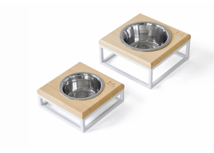 Одна миска на подставке Lunch Bar Natural wood + White