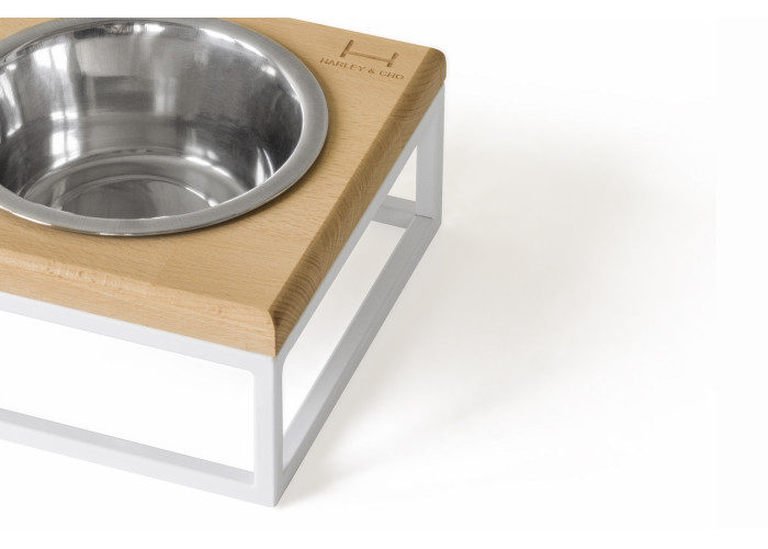 Одна миска на подставке Lunch Bar Natural wood + White