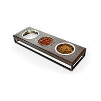 Три миски на подставке Lunch Bar Brown wood + Black
