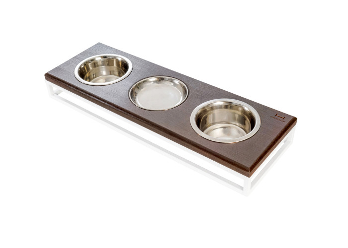 Три миски на подставке Lunch Bar Brown wood + White