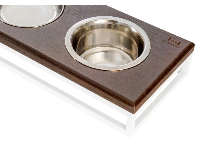 Три миски на подставке Lunch Bar Brown wood + White