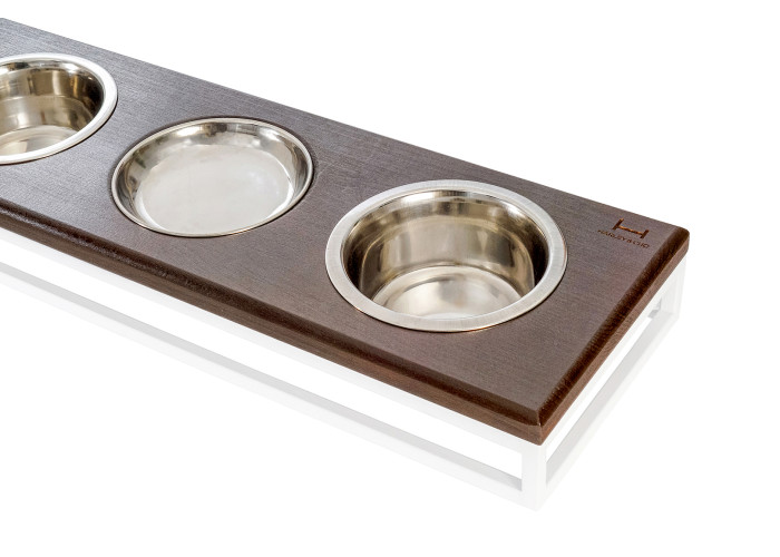 Три миски на подставке Lunch Bar Brown wood + White