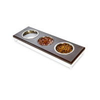 Три миски на подставке Lunch Bar Brown wood + White