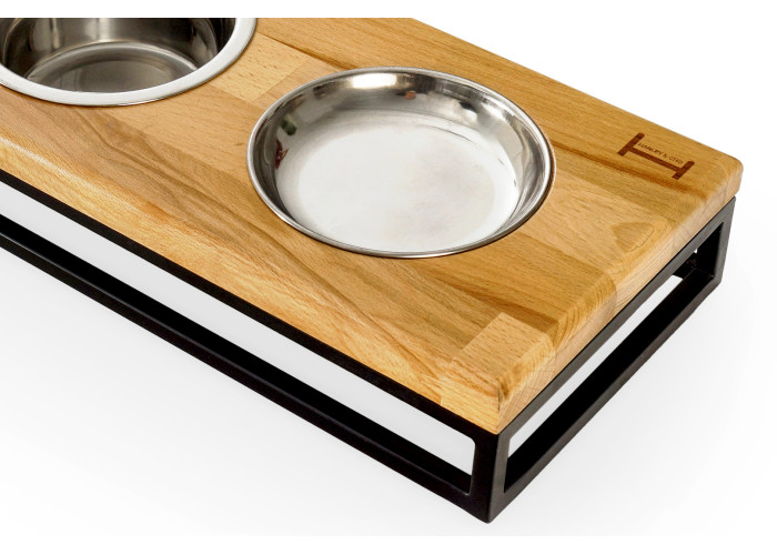 Три миски на подставке Lunch Bar Natural wood + Black